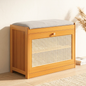 Elegant Bamboo Shoe Storage Bench with Cushioned Seating | Stylish Entryway Solution for Organized Living 12