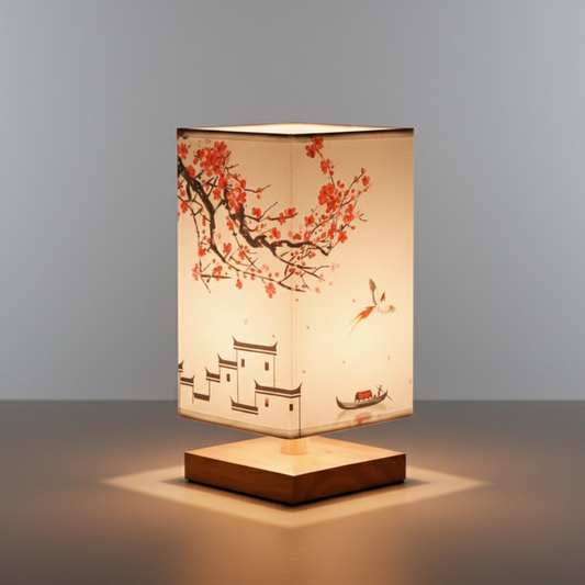 Elegant Bamboo Table Lamp | Japanese-Scandinavian Design with Dimmable LED | Versatile Bedside and Desk Lighting Solution for Serenity