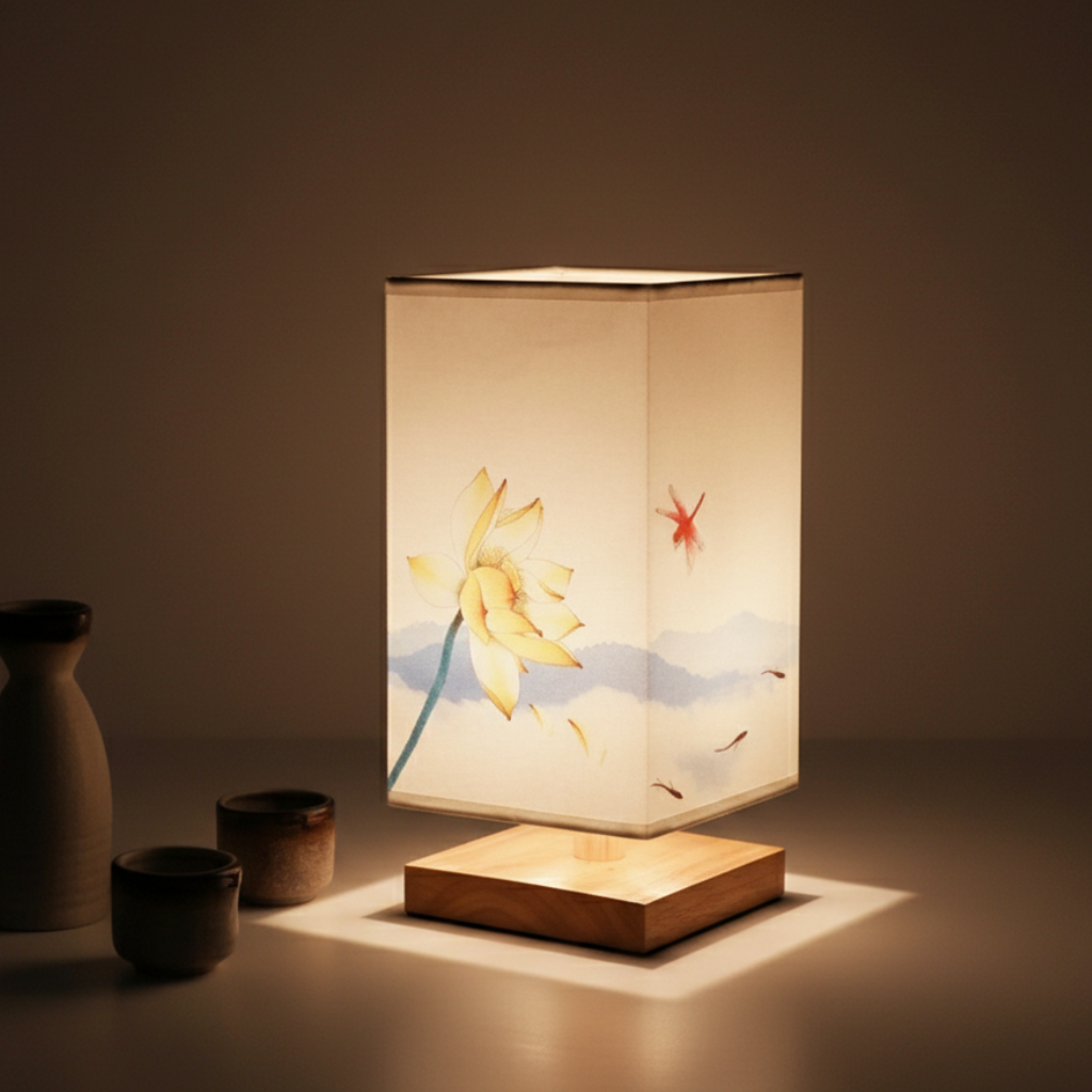 Elegant Bamboo Table Lamp | Japanese-Scandinavian Design with Dimmable LED | Versatile Bedside and Desk Lighting Solution for Serenity