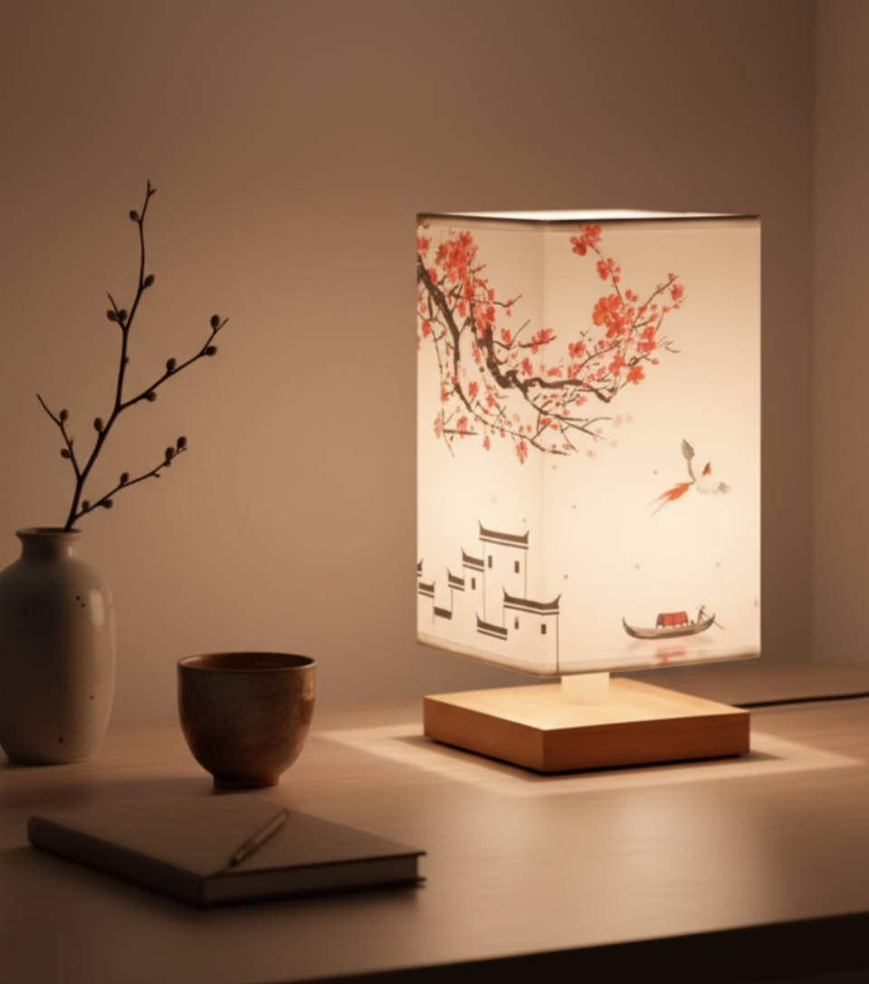 Elegant Bamboo Table Lamp | Japanese-Scandinavian Design with Dimmable LED | Versatile Bedside and Desk Lighting Solution for Serenity
