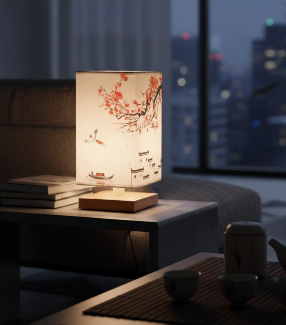 Elegant Bamboo Table Lamp | Japanese-Scandinavian Design with Dimmable LED | Versatile Bedside and Desk Lighting Solution for Serenity