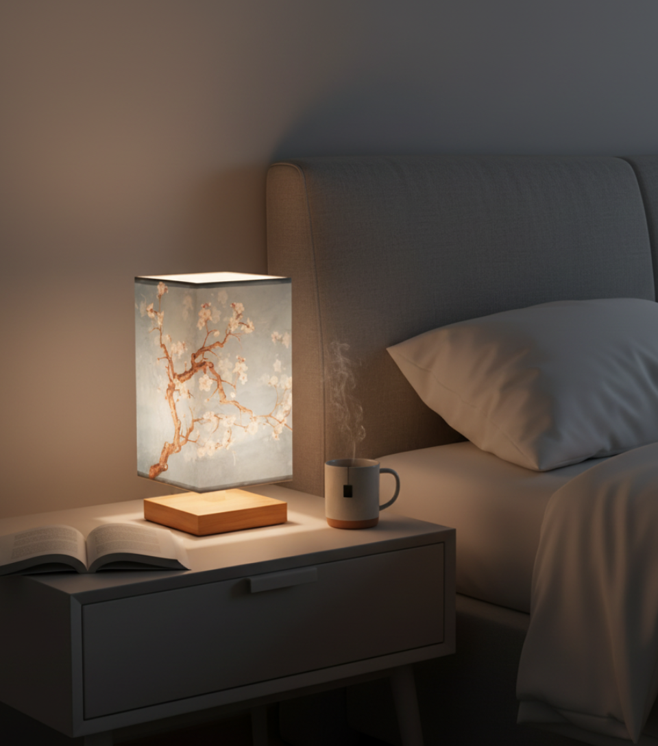 Elegant Bamboo Table Lamp | Japanese-Scandinavian Design with Dimmable LED | Versatile Bedside and Desk Lighting Solution for Serenity