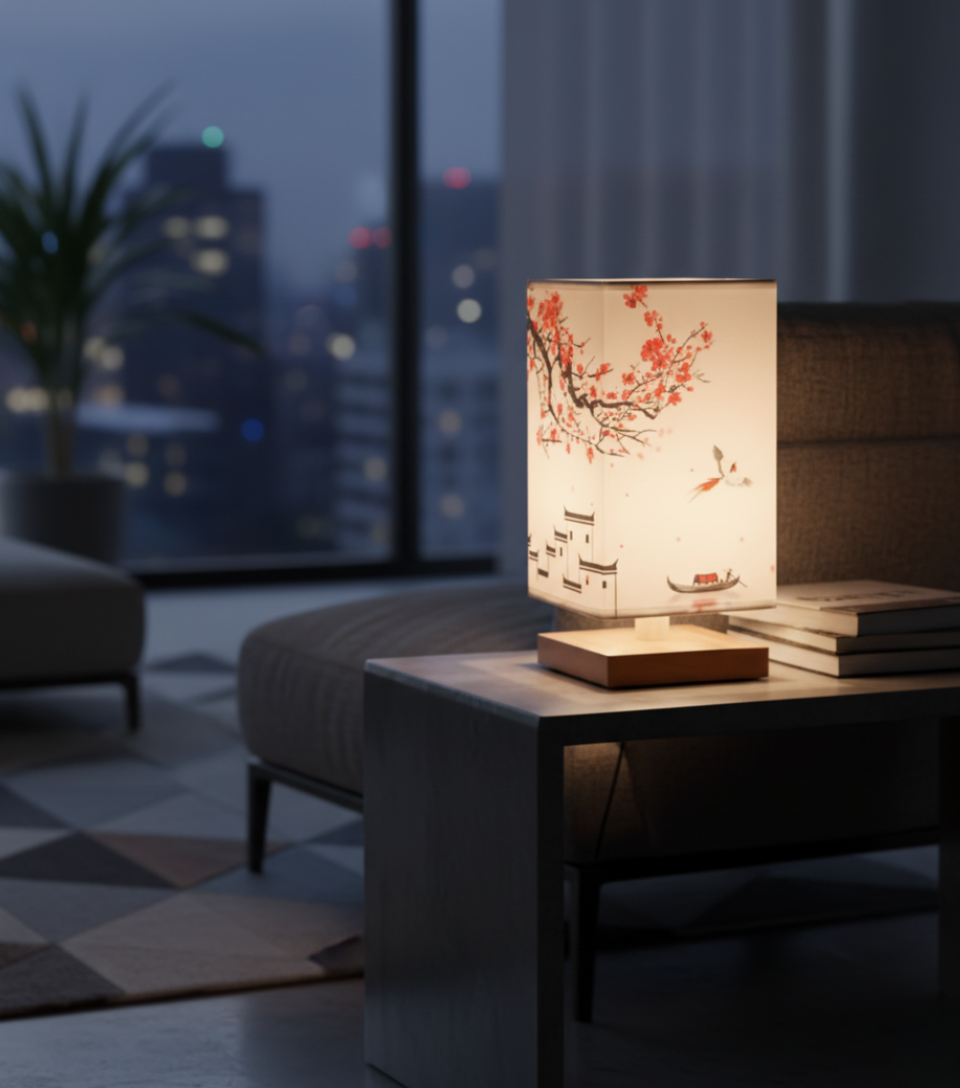 Elegant Bamboo Table Lamp | Japanese-Scandinavian Design with Dimmable LED | Versatile Bedside and Desk Lighting Solution for Serenity