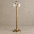 Elegant Crackle Glass Floor Lamp with Aged Brass Finish | Modern Design for Ambient Lighting in Living Room 0