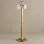 Elegant Crackle Glass Floor Lamp with Aged Brass Finish | Modern Design for Ambient Lighting in Living Room 0