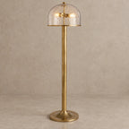 Elegant Crackle Glass Floor Lamp with Aged Brass Finish | Modern Design for Ambient Lighting in Living Room 1