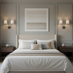 Elegant Double Wall Sconce Lighting with Brass Arms & Fabric Shades | Modern Wall Lights for Inviting Ambient Glow 2