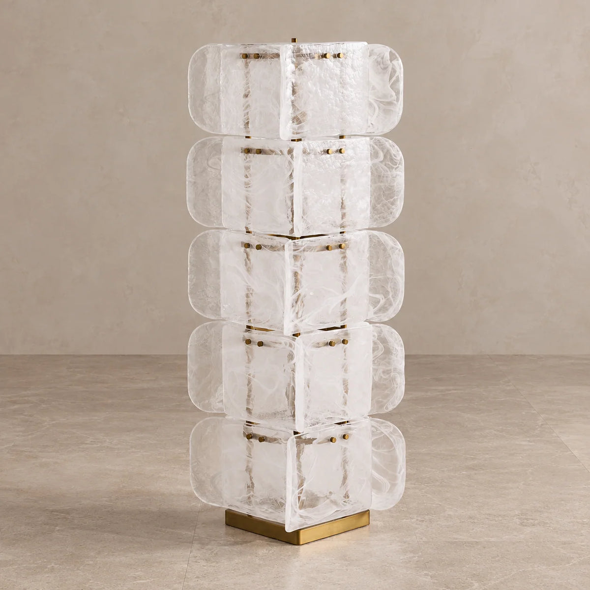 Elegant Frosted Glass Floor Lamp | Slim Iron Frame for Even Ambient Lighting in Living Room 0