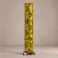Elegant Glass Floor Lamp | Modern Brass Standing Lamp with Ambient Olive Green Blocks | Stylish Lighting for Living Rooms 0