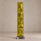 Elegant Glass Floor Lamp | Modern Brass Standing Lamp with Ambient Olive Green Blocks | Stylish Lighting for Living Rooms 0