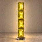Elegant Glass Floor Lamp | Modern Brass Standing Lamp with Ambient Olive Green Blocks | Stylish Lighting for Living Rooms 1