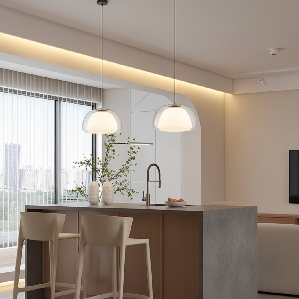 Elegant Glass Pendant Lighting | Adjustable Dome Design for Kitchen Island Ambiance 6