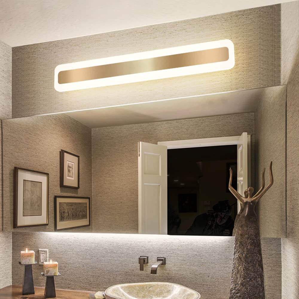 Elegant Gold Wall Sconce | Long Mirror Design with LED Lighting | Modern Bathroom Wall Light for Luxurious Ambiance 4