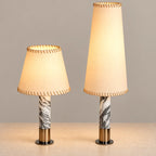 Elegant Marble Table Lamp with Hand-Stitched Shade | Modern Design for Cozy Ambiance 2