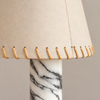Elegant Marble Table Lamp with Hand-Stitched Shade | Modern Design for Cozy Ambiance 3
