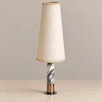 Elegant Marble Table Lamp with Hand-Stitched Shade | Modern Design for Cozy Ambiance 4