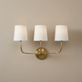 Elegant Mid-Century Wall Sconce Lighting with Three Fabric Shades for Ambient Illumination 0