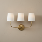 Elegant Mid-Century Wall Sconce Lighting with Three Fabric Shades for Ambient Illumination 0