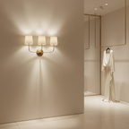 Elegant Mid-Century Wall Sconce Lighting with Three Fabric Shades for Ambient Illumination 3