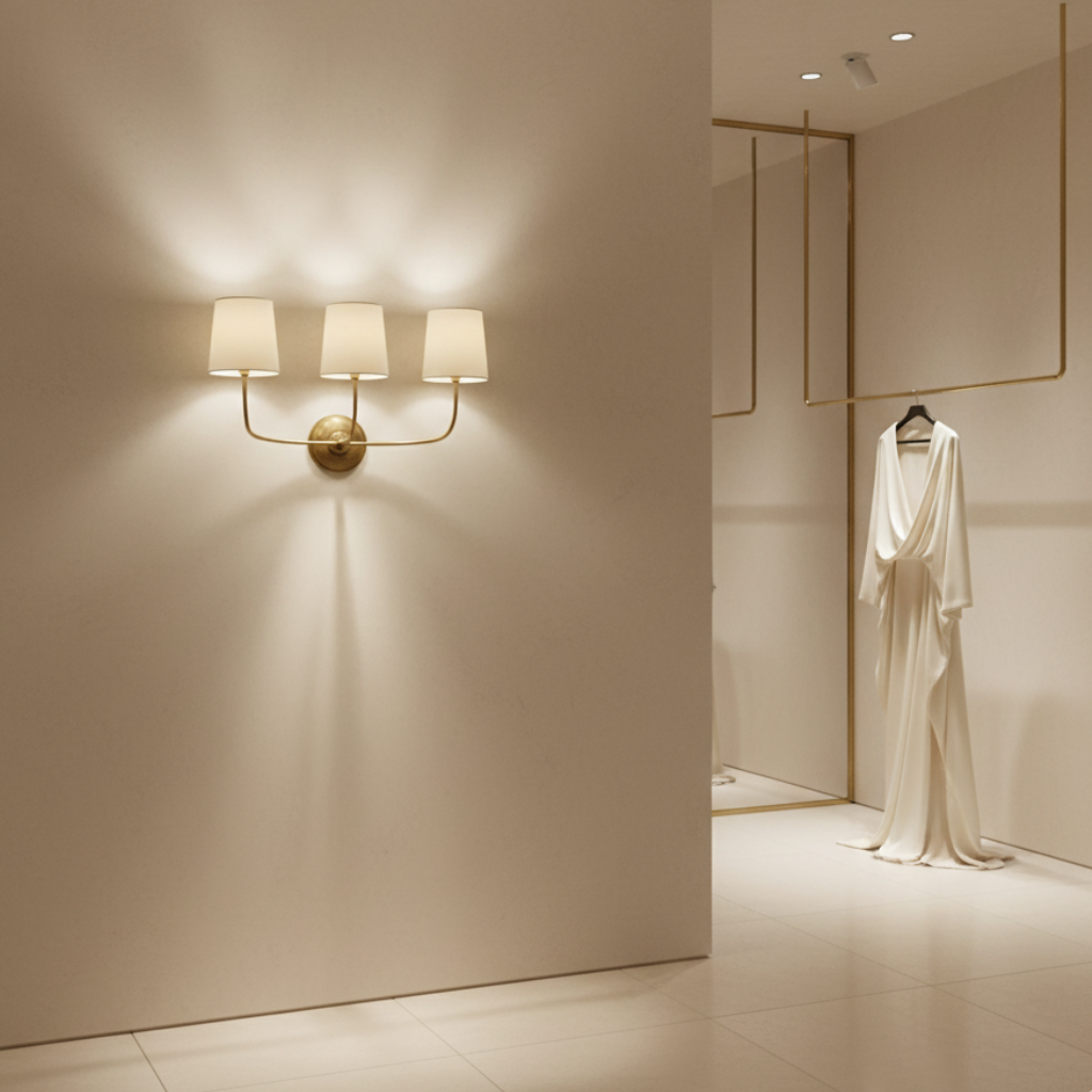 Elegant Mid-Century Wall Sconce Lighting with Three Fabric Shades for Ambient Illumination 3