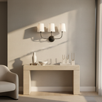 Elegant Mid-Century Wall Sconce Lighting with Three Fabric Shades for Ambient Illumination 4
