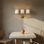 Elegant Mid-Century Wall Sconce Lighting with Three Fabric Shades for Ambient Illumination 6