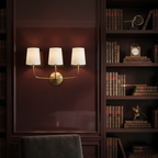 Elegant Mid-Century Wall Sconce Lighting with Three Fabric Shades for Ambient Illumination 7