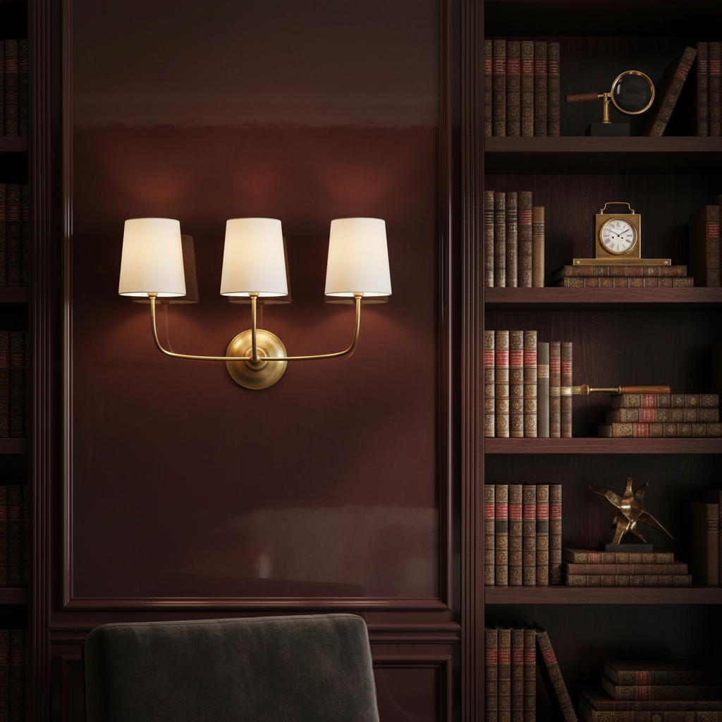 Elegant Mid-Century Wall Sconce Lighting with Three Fabric Shades for Ambient Illumination 7