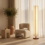 Elegant Modern Floor Lamp with Soft Warm LED Light | Premium Walnut Wood Design for Tranquil Living Spaces 5