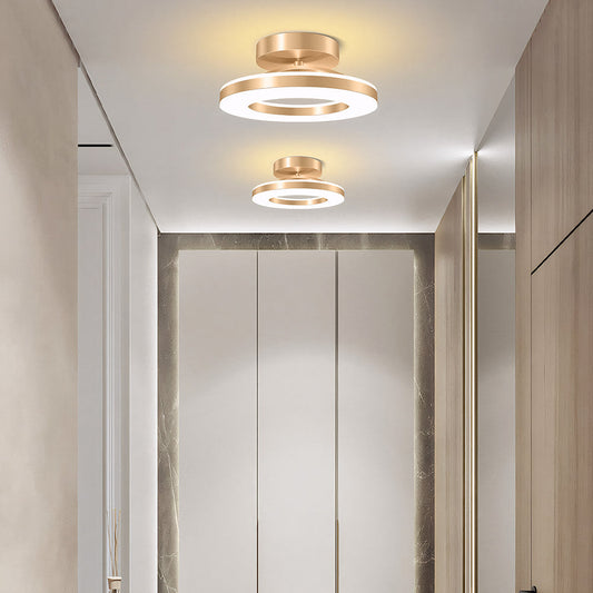 Elegant Modern Flush Mount Ceiling Light with Gold Iron Finish | Energy-Efficient LED Fixture for Stylish Home Illumination 0