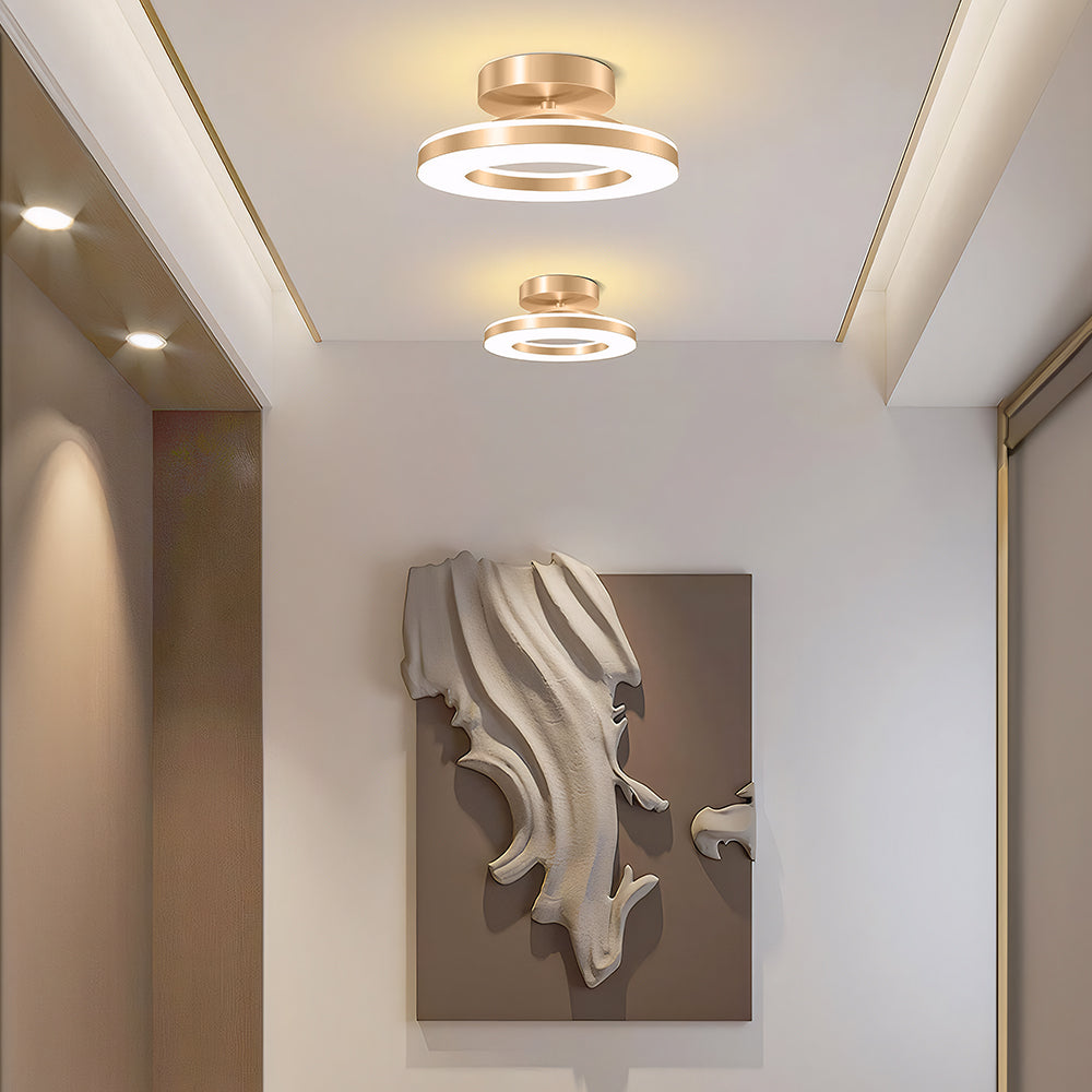 Elegant Modern Flush Mount Ceiling Light with Gold Iron Finish | Energy-Efficient LED Fixture for Stylish Home Illumination 2