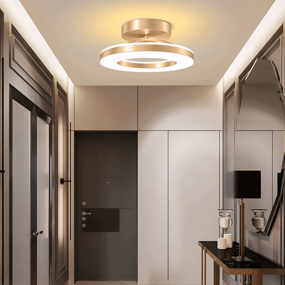 Elegant Modern Flush Mount Ceiling Light with Gold Iron Finish | Energy-Efficient LED Fixture for Stylish Home Illumination 4