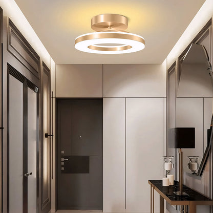 Elegant Modern Flush Mount Ceiling Light with Gold Iron Finish | Energy-Efficient LED Fixture for Stylish Home Illumination 4