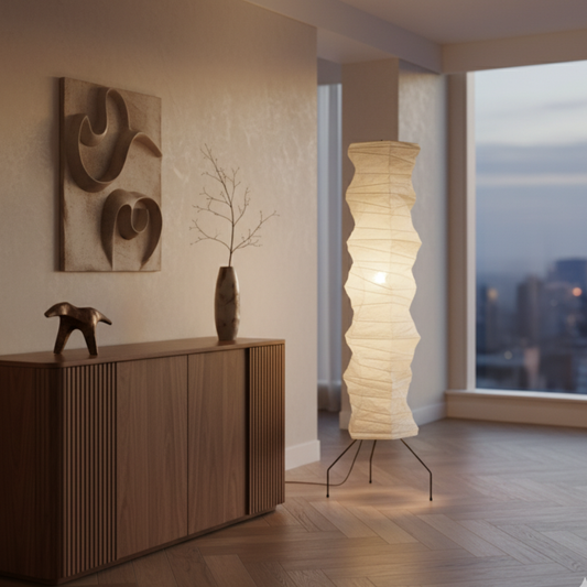 Elegant Organic Floor Lamp | Modern Japanese Design with Warm Glow | Serene Ambience for Living Room 0