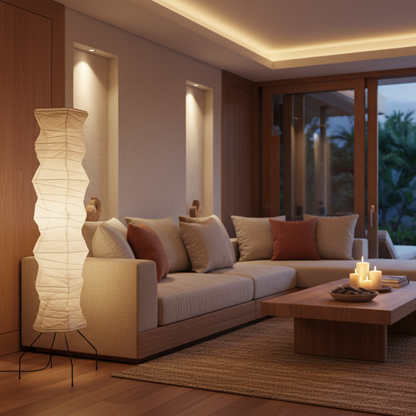 Elegant Organic Floor Lamp | Modern Japanese Design with Warm Glow | Serene Ambience for Living Room 2