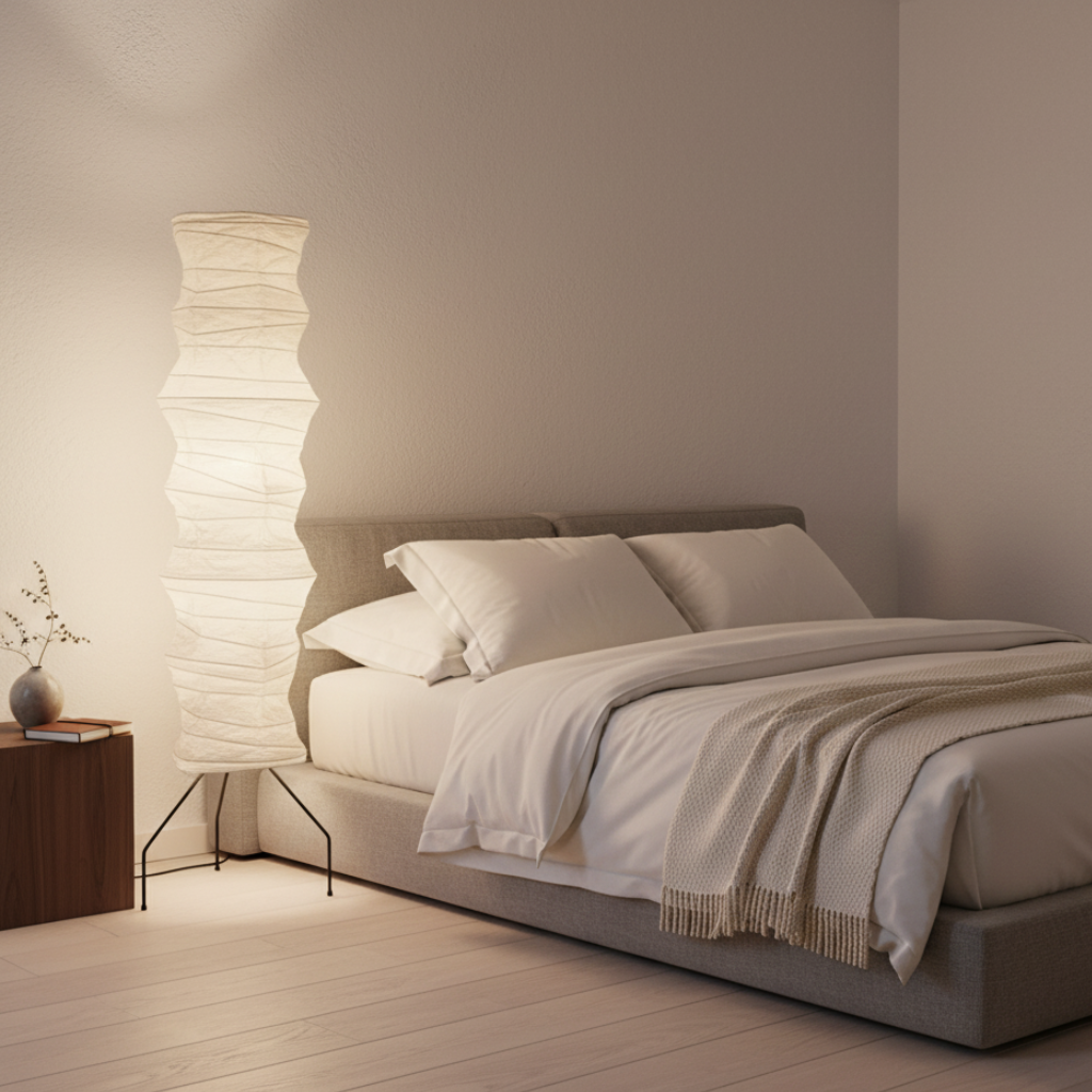 Elegant Organic Floor Lamp | Modern Japanese Design with Warm Glow | Serene Ambience for Living Room 4