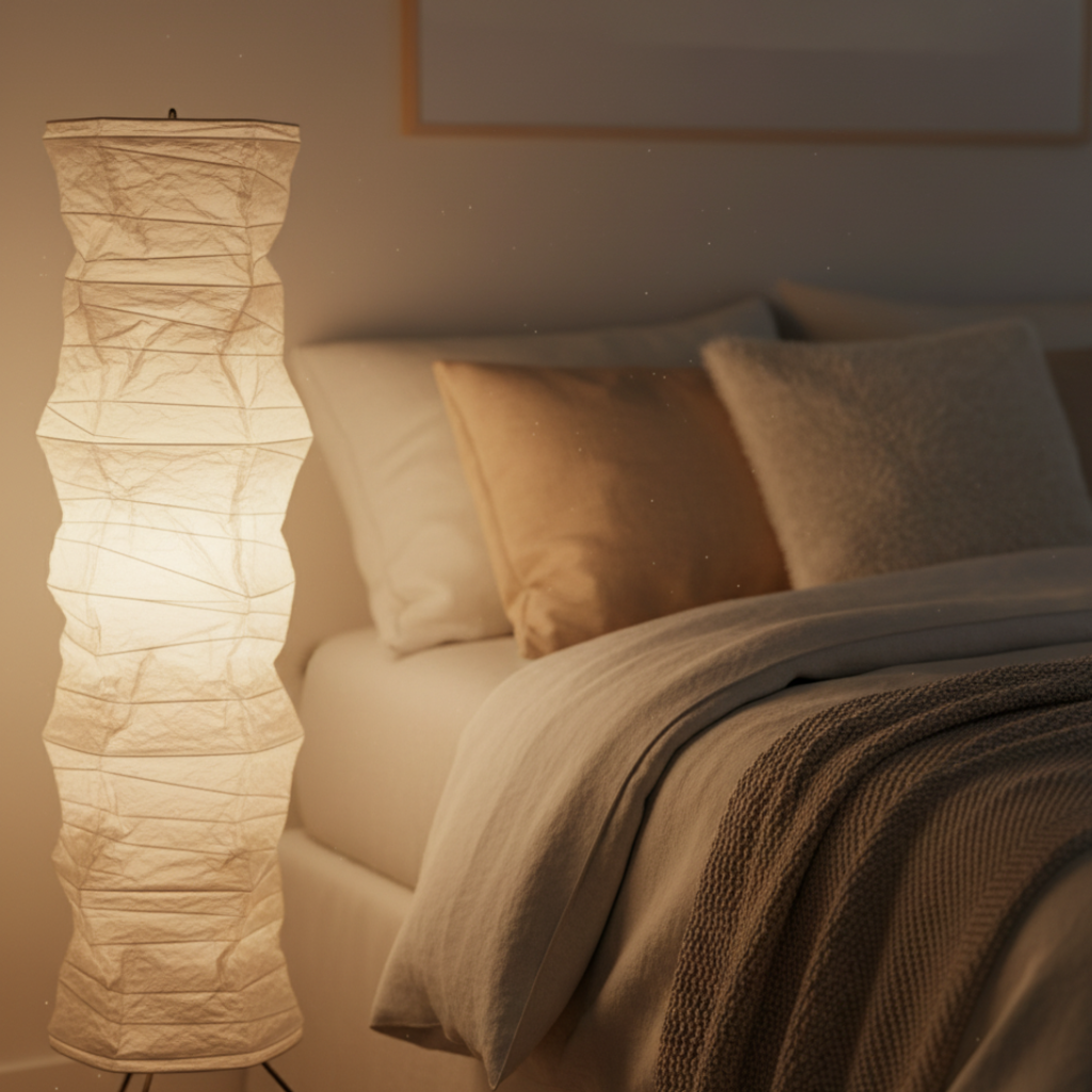 Elegant Organic Floor Lamp | Modern Japanese Design with Warm Glow | Serene Ambience for Living Room 7