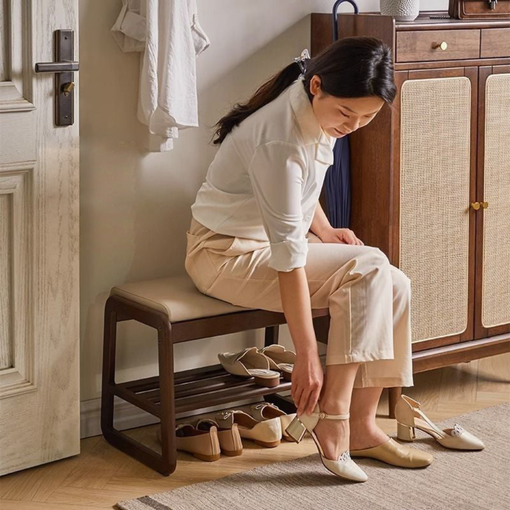 Elegant Scandinavian Shoe Storage Cabinet with Solid Wood Base | Stylish Organizer for Entryway 3