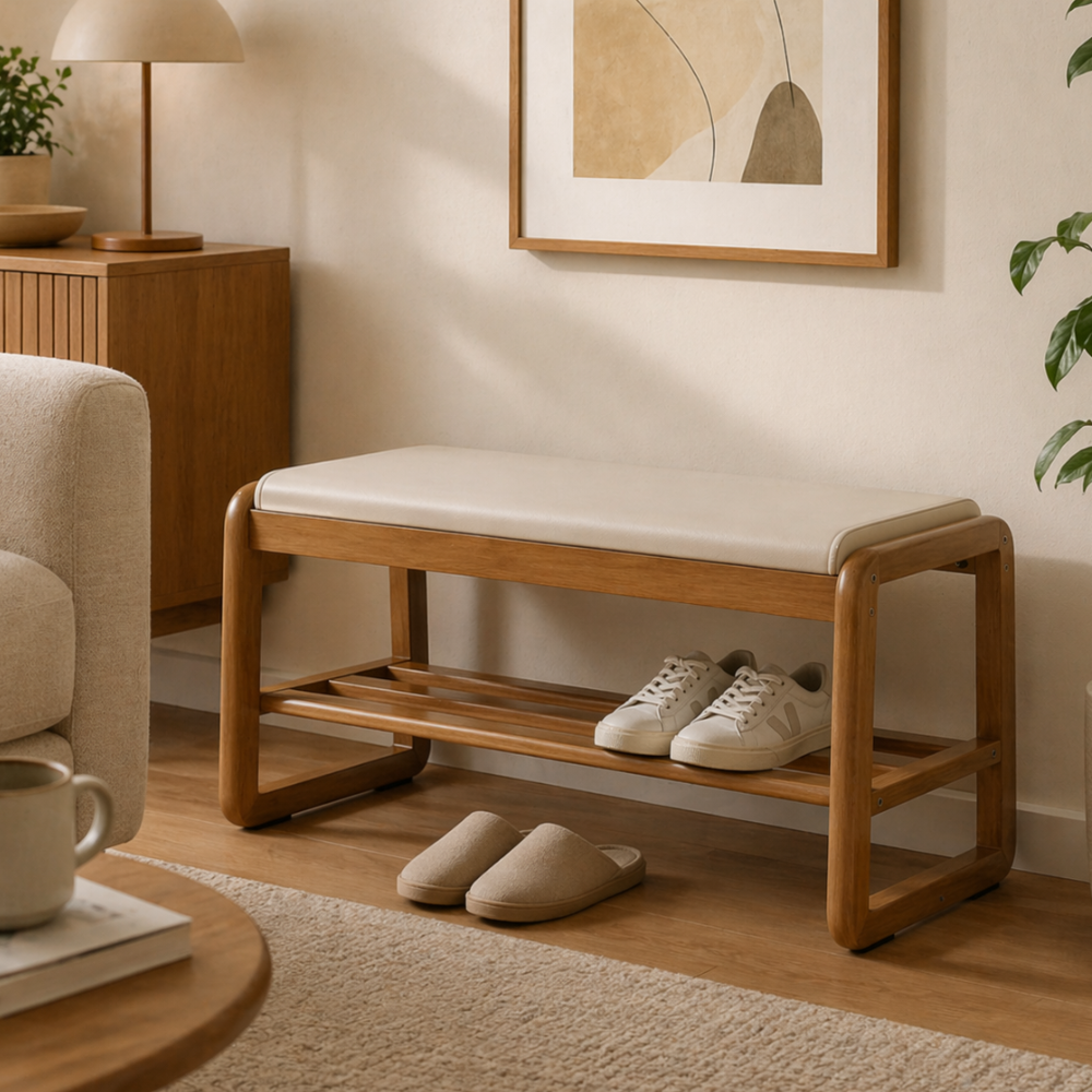 Elegant Scandinavian Shoe Storage Cabinet with Solid Wood Base | Stylish Organizer for Entryway 9