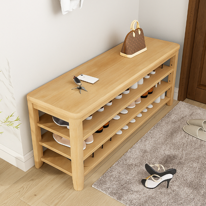 Elegant Solid Wood Shoe Bench with 3 Tiers & Widened Seat | Stylish Entryway Storage Solution for Organized Living 5