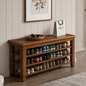 Elegant Solid Wood Shoe Bench with 3 Tiers & Widened Seat | Stylish Entryway Storage Solution for Organized Living 6