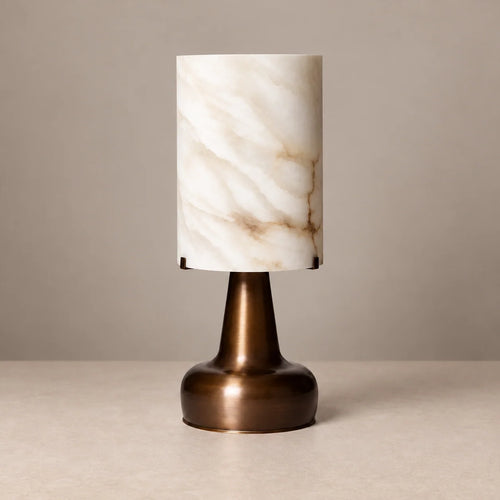 Elegant Table Lamp | Natural Alabaster Shade with Warm White Light | Stylish Bedside Lighting for Cozy Ambiance 0