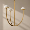 Elegant Tiered Chandelier Light with Hand-Carved Alabaster Domes | Modern Design for Dining Room Ambiance 0