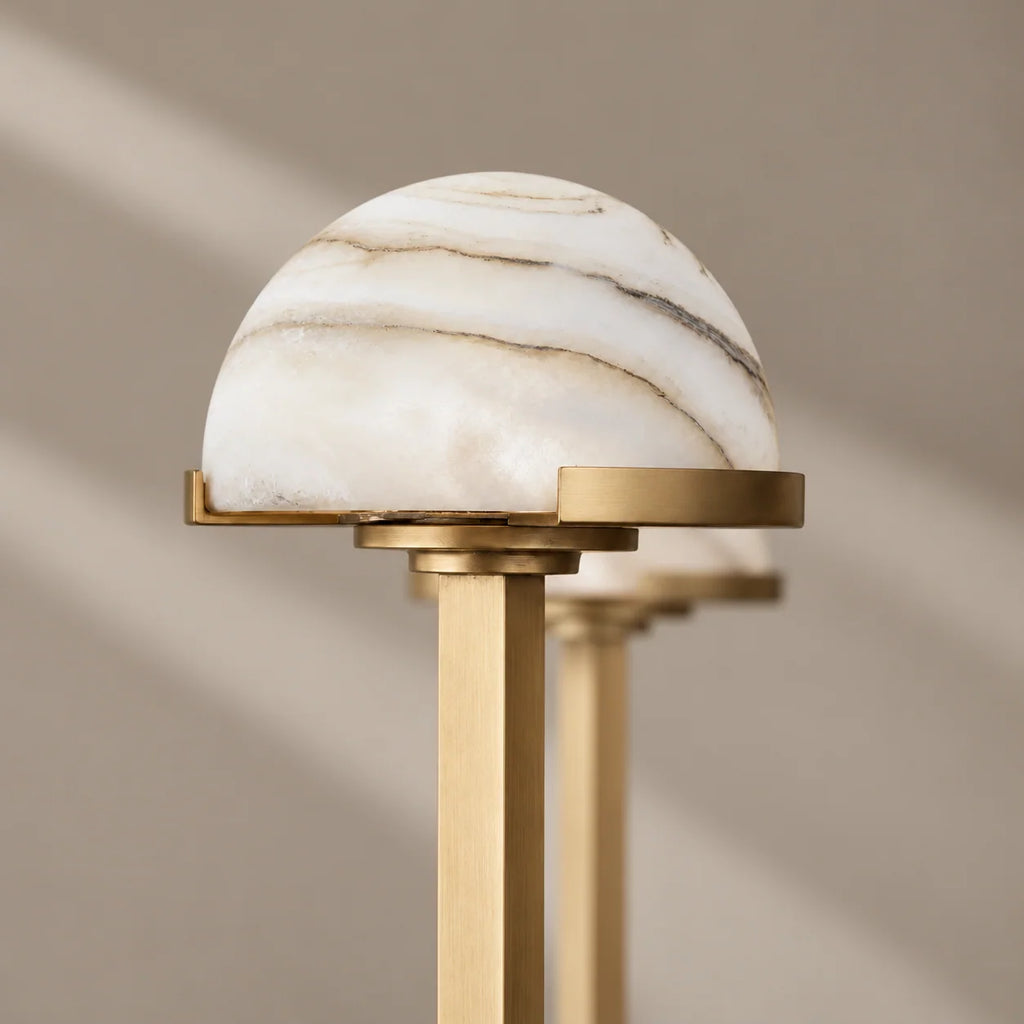 Elegant Tiered Chandelier Light with Hand-Carved Alabaster Domes | Modern Design for Dining Room Ambiance 7