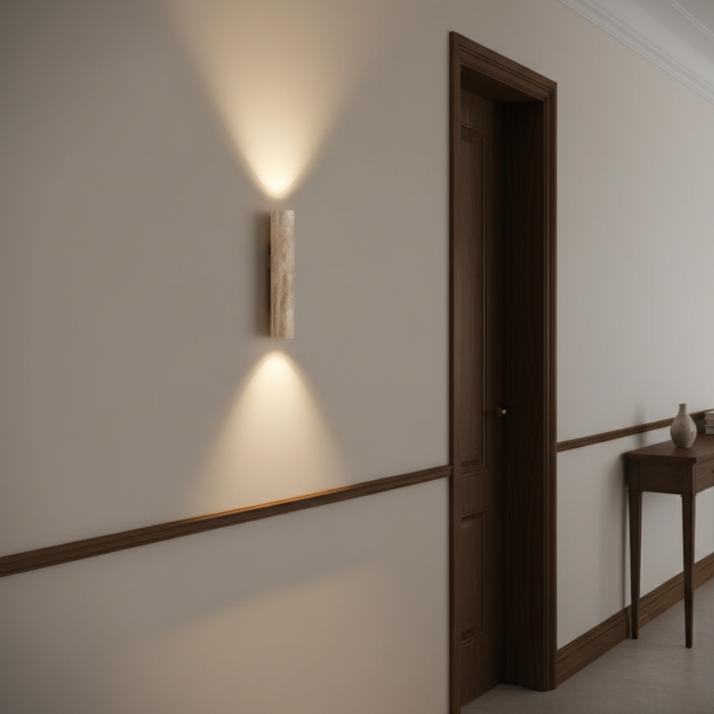 Elegant Travertine Wall Sconce | Modern Up/Down Lighting for Architectural Decor 7