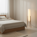 Elegant Walnut Floor Lamp | Modern Design with Dimmable LED Light | Stylish Addition for Living Room Ambiance 4