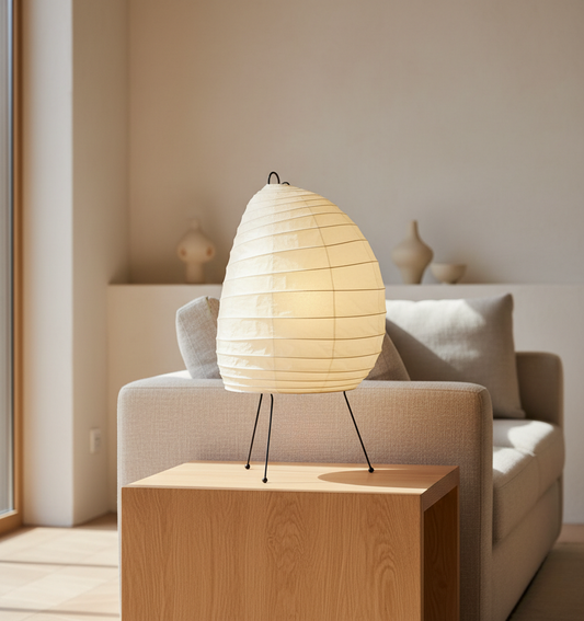 Elegant Washi Table Lamp | Soft Ambient Glow with Three-Leg Steel Base | Ideal Nightstand Lamp for Cozy Atmosphere