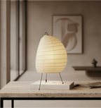 Elegant Washi Table Lamp | Soft Ambient Glow with Three-Leg Steel Base | Ideal Nightstand Lamp for Cozy Atmosphere