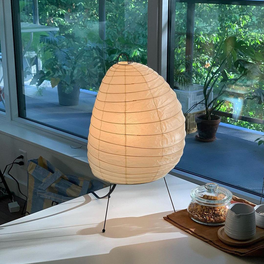 Elegant Washi Table Lamp | Soft Ambient Glow with Three-Leg Steel Base | Ideal Nightstand Lamp for Cozy Atmosphere