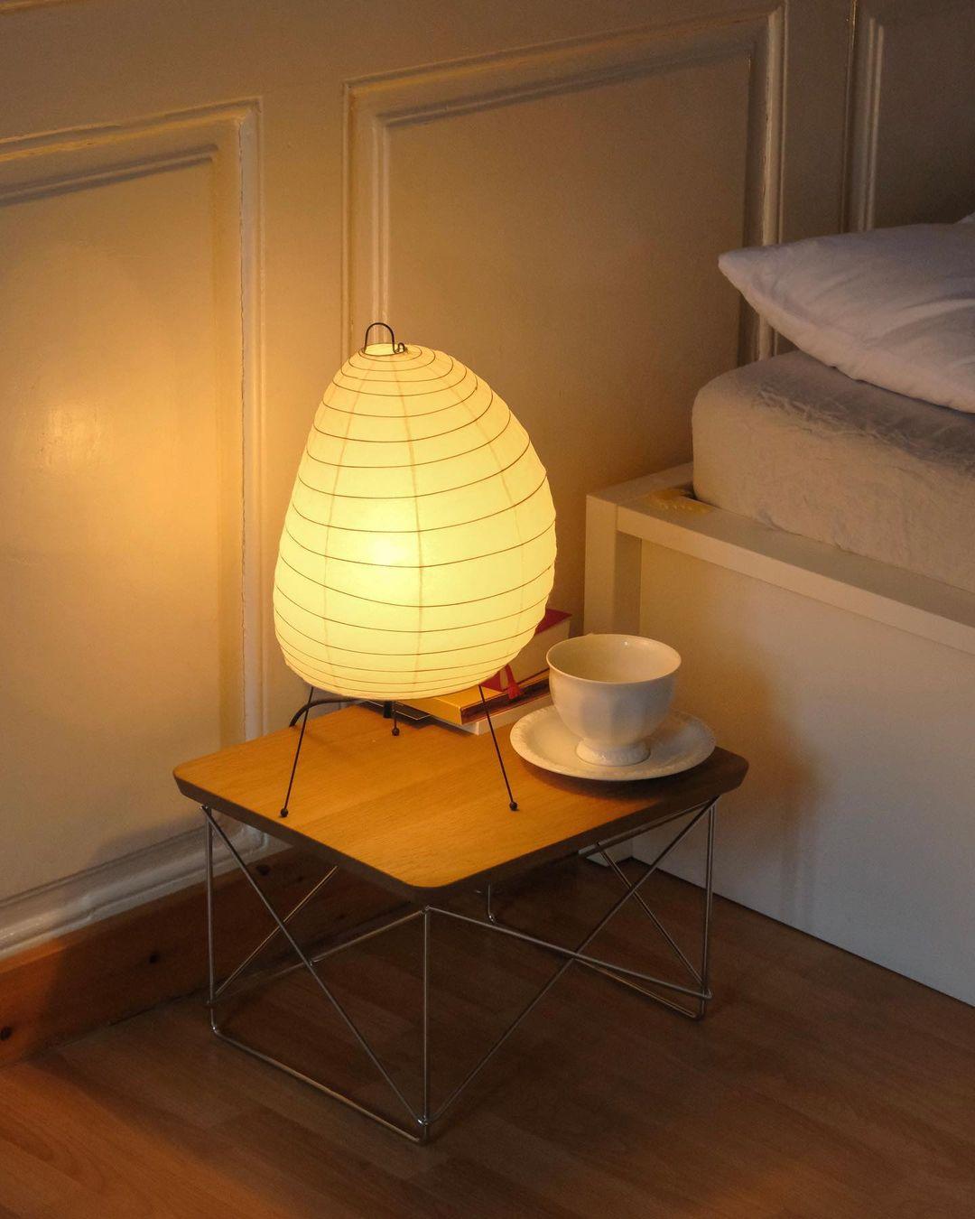 Elegant Washi Table Lamp | Soft Ambient Glow with Three-Leg Steel Base | Ideal Nightstand Lamp for Cozy Atmosphere
